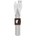 Belkin Duratek Plus Lightning/usb-a-kabel Met Leren Bandje, 1.2 Meter - Blanco