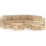 Vidaxl 6-delige Loungeset Met Kussens Geïmpregneerd Hout - Beige