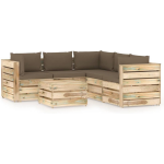 Vidaxl 6-delige Loungeset Met Kussens Geïmpregneerd Hout - Bruin