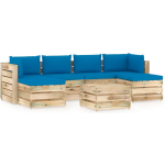 Vidaxl 7-delige Loungeset Met Kussens Geïmpregneerd Hout - Blauw