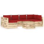 Vidaxl 7-delige Loungeset Met Kussens Geïmpregneerd Hout - Rood