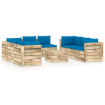 Vidaxl 9-delige Loungeset Met Kussens Geïmpregneerd Hout - Blauw