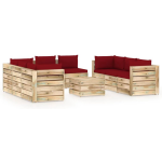 Vidaxl 9-delige Loungeset Met Kussens Geïmpregneerd Hout - Rood