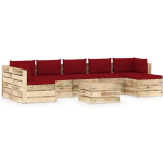 Vidaxl 8-delige Loungeset Met Kussens Geïmpregneerd Hout - Rood