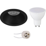 BES LED Led Spot Set - Pragmi Pollon Pro - Gu10 Fitting - Inbouw Rond - Mat - 4w - Helder/koud Wit 6400k - Verdiept - - Zwart