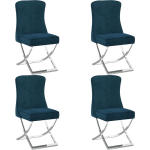 Vidaxl Eetkamerstoelen 4 St 53x52x98 Cm Fluweel - Blauw