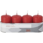 Trend Candles 4x Rode Cilinderkaars/stompkaars 5 X 8 Cm 18 Branduren - Geurloze Kaarsen - Woondecoraties - Rood