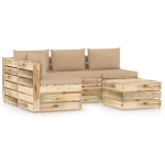 Vidaxl 5-delige Loungeset Met Kussens Geïmpregneerd Hout - Beige