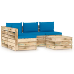 Vidaxl 5-delige Loungeset Met Kussens Geïmpregneerd Hout - Blauw