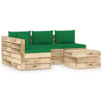 Vidaxl 5-delige Loungeset Met Kussens Geïmpregneerd Hout - Groen