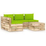 Vidaxl 5-delige Loungeset Met Kussens Geïmpregneerd Hout - Groen