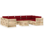 Vidaxl 10-delige Loungeset Met Kussens Geïmpregneerd Hout - Rood