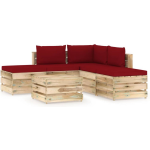 Vidaxl 6-delige Loungeset Met Kussens Geïmpregneerd Hout - Rood