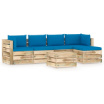 Vidaxl 6-delige Loungeset Met Kussens Geïmpregneerd Hout - Blauw