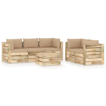 Vidaxl 6-delige Loungeset Met Kussens Geïmpregneerd Hout - Beige