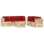 Vidaxl 6-delige Loungeset Met Kussens Geïmpregneerd Hout - Rood