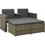 Vidaxl 3-delige Loungeset Met Kussens Poly Rattan - Grijs