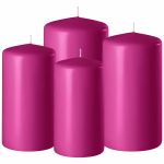 Enlightening Candles Set Van 4x Stuks Fuchsia Stompkaarsen 8-10-12-15 Cm Met Diameter 6 Cm - Sfeer Kaarsen Voor Binnen - Roze