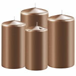 Enlightening Candles Set Van 4x Stuks Koperen Stompkaarsen 8-10-12-15 Cm Met Diameter 6 Cm - Sfeer Kaarsen Voor Binnen