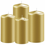 Enlightening Candles Set Van 4x Stuksen Stompkaarsen 8-10-12-15 Cm Met Diameter 6 Cm - Sfeer Kaarsen Voor Binnen - Goud