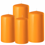 Enlightening Candles Set Van 4x Stuks Stompkaarsen 8-10-12-15 Cm Met Diameter 6 Cm - Sfeer Kaarsen Voor Binnen - Oranje