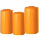 Enlightening Candles Set Van 3x Stuks Stompkaarsen 10-12-15 Cm Met Diameter 6 Cm - Sfeer Kaarsen Voor Binnen - Oranje