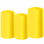 Enlightening Candles Set Van 3x Stuks Gele Stompkaarsen 10-12-15 Cm Met Diameter 6 Cm - Sfeer Kaarsen Voor Binnen - Geel