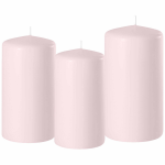 Enlightening Candles Set Van 3x Stuks Licht Stompkaarsen 10-12-15 Cm Met Diameter 6 Cm - Sfeer Kaarsen Voor Binnen - Roze