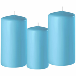 Enlightening Candles Set Van 3x Stukse Stompkaarsen 10-12-15 Cm Met Diameter 6 Cm - Sfeer Kaarsen Voor Binnen - Turquoise