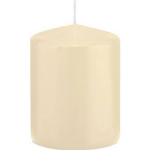 Trend Candles 1x Cremete Cilinderkaars/stompkaars 6 X 8 Cm 29 Branduren - Geurloze Kaarsen - Woondecoraties - Wit