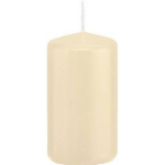 Trend Candles 1x Cremete Cilinderkaars/stompkaars 5 X 10 Cm 23 Branduren - Geurloze Kaarsen - Woondecoraties - Wit