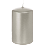 Trend Candles 1x Zilveren Cilinderkaars/stompkaars 5 X 8 Cm 18 Branduren - Geurloze Zilverkleurige Kaarsen - Woondecoraties - Silver