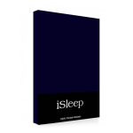 iSleep Hoeslaken Perkal Katoen - Donker - 160x200 - Blauw