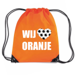 Bellatio Decorations Wij Houden Van Rugzakje - Nylon Sporttas Met Rijgkoord - Nederland Supporter - Ek/ Wk Voetbal / Koningsdag - Oranje