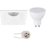 BES LED Led Spot Set - Pragmi Pollon Pro - Gu10 Fitting - Inbouw Vierkant - Mat - 4w - Warm 3000k - Verdiept - 82mm - Wit