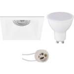 BES LED Led Spot Set - Pragmi Pollon Pro - Gu10 Fitting - Inbouw Vierkant - Mat - 6w - Helder/koud 6400k - Verdiept - - Wit