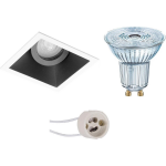 Osram - Led Spot Set - Parathom Par16 940 36d - Pragmi Zano Pro - Gu10 Fitting - Dimbaar - Inbouw Vierkant - Mat - Zwart