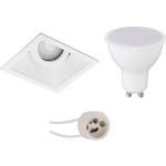 BES LED Led Spot Set - Pragmi Zano Pro - Gu10 Fitting - Inbouw Vierkant - Mat - 4w - Warm 3000k - Kantelbaar - 93mm - Wit