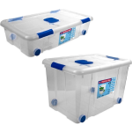 2x Opbergboxen/opbergdozen Met Deksel En Wieltjes 31 En 55 Liter Kunststof Transparant/blauw - Opbergbakken