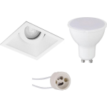 BES LED Led Spot Set - Pragmi Zano Pro - Gu10 Fitting - Dimbaar - Inbouw Vierkant - Mat - 6w - Warm 3000k - Kantelbaar - - Wit