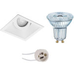 Osram - Led Spot Set - Parathom Par16 930 36d - Pragmi Zano Pro - Gu10 Fitting - Dimbaar - Inbouw Vierkant - Mat - - Wit