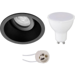 BES LED Led Spot Set - Aigi - Pragmi Zano Pro - Gu10 Fitting - Inbouw Rond - Mat - 8w - Helder/koud Wit 6400k - Kantelbaar - Zwart