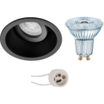 Osram - Led Spot Set - Parathom Par16 930 36d - Pragmi Zano Pro - Gu10 Fitting - Dimbaar - Inbouw Rond - Mat - - Zwart