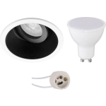 BES LED Led Spot Set - Pragmi Zano Pro - Gu10 Fitting - Inbouw Rond - Mat/wit - 4w - Helder/koud Wit 6400k - Kantelbaar - - Zwart