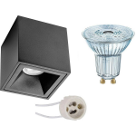 Osram - Opbouwspot Set - Parathom Par16 930 36d - Pragmi Cliron Pro - Gu10 Fitting - Dimbaar - Opbouw Vierkant - Mat - Zwart