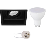 BES LED Led Spot Set - Pragmi Domy Pro - Gu10 Fitting - Dimbaar - Inbouw Vierkant - Mat - 6w - Natuurlijk Wit 4200k - - Zwart