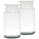 Bellatio Design Set Van 2x Stuks Bloemenvazen Van Gerecycled Glas Met Hoogte 23 Cm En Diameter 12 Cm - Melkbus Vazen