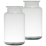Bellatio Design Set Van 2x Stuks Bloemenvazen Van Gerecycled Glas Met Hoogte 30 Cm En Diameter 17 Cm - Melkbus Vazen