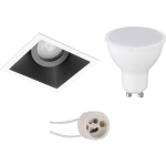 BES LED Led Spot Set - Pragmi Zano Pro - Gu10 Fitting - Inbouw Vierkant - Mat/wit - 4w - Helder/koud Wit 6400k - - Zwart