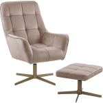 Beliani Molle Fauteuil Met Hocker Fluweel 82 X 70 Cm - Beige